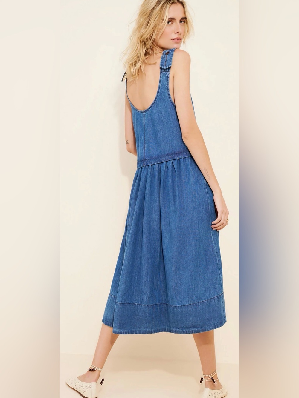 Free People Soraya Denim Midi Dress Size M - Picture 2 of 7
